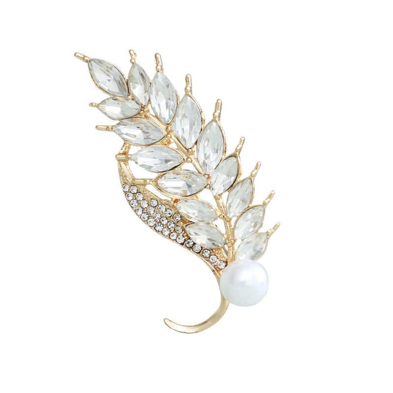 Brooch high end women's luxury wheat ear exquisite design niche suit accessories wholesale anti exposure pin buckle brooch_voghion.com