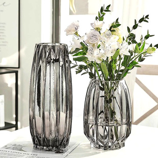 Nordic Light Luxury Glass Vase Transparent Living Room Flower Arrangement Water-Raised Flowers Decorative Flower Ornaments