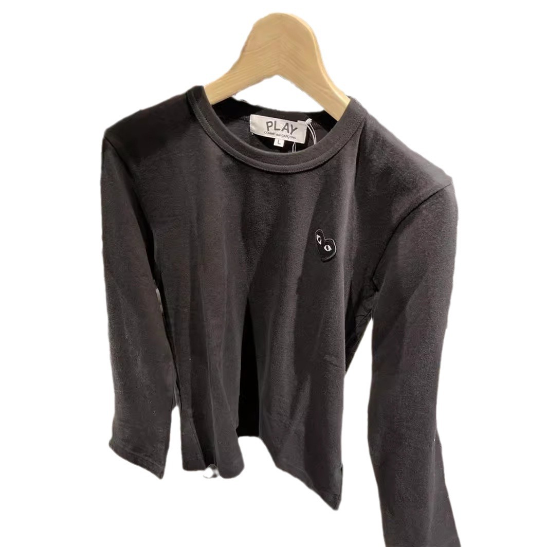 川久遊び 無地 ラブハート モザイク ラブ刺繍 男女兼用 長袖 Tシャツ 万能