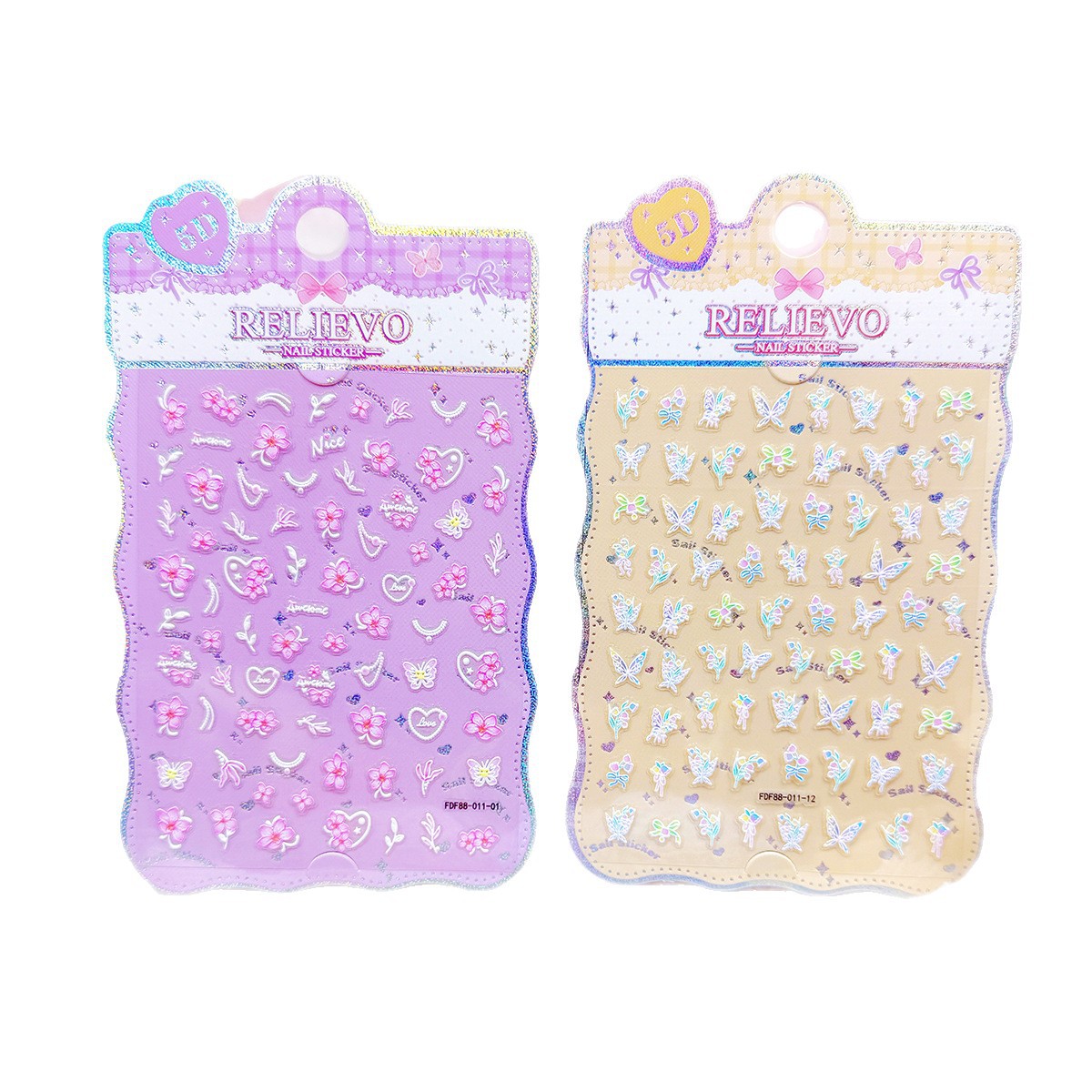 Embalaje independiente 5D dibujos animados estereoscopicos pegatinas en relieve pequeña nariz Ga decoración niña niños pegatinas de uñas lindas