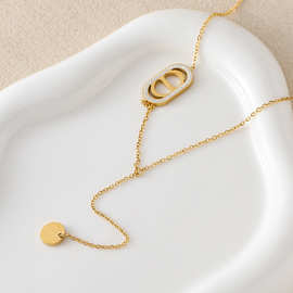 欧美跨境爆款钛钢猪鼻子项链女小香风时尚简约轻奢高级感锁骨链