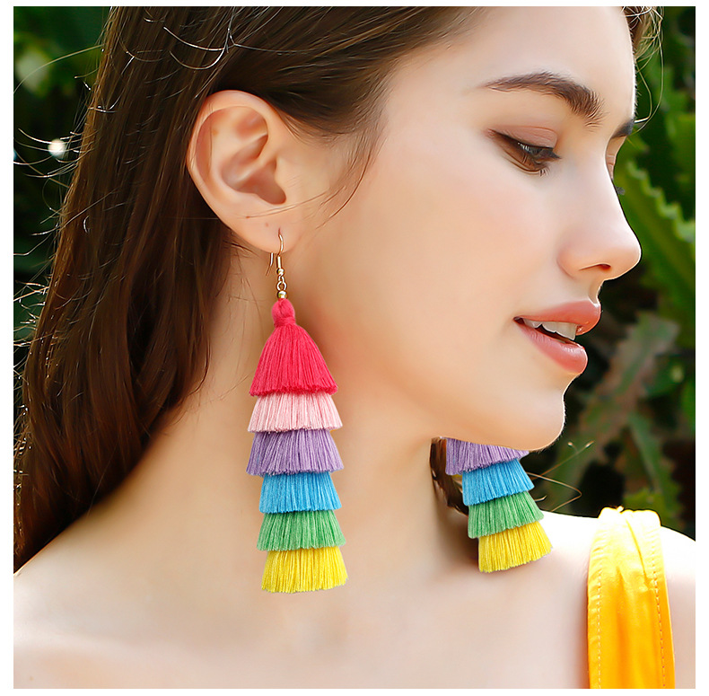 1 Pair Bohemian Classic Style Printing Waves Cloth Drop Earrings display picture 6