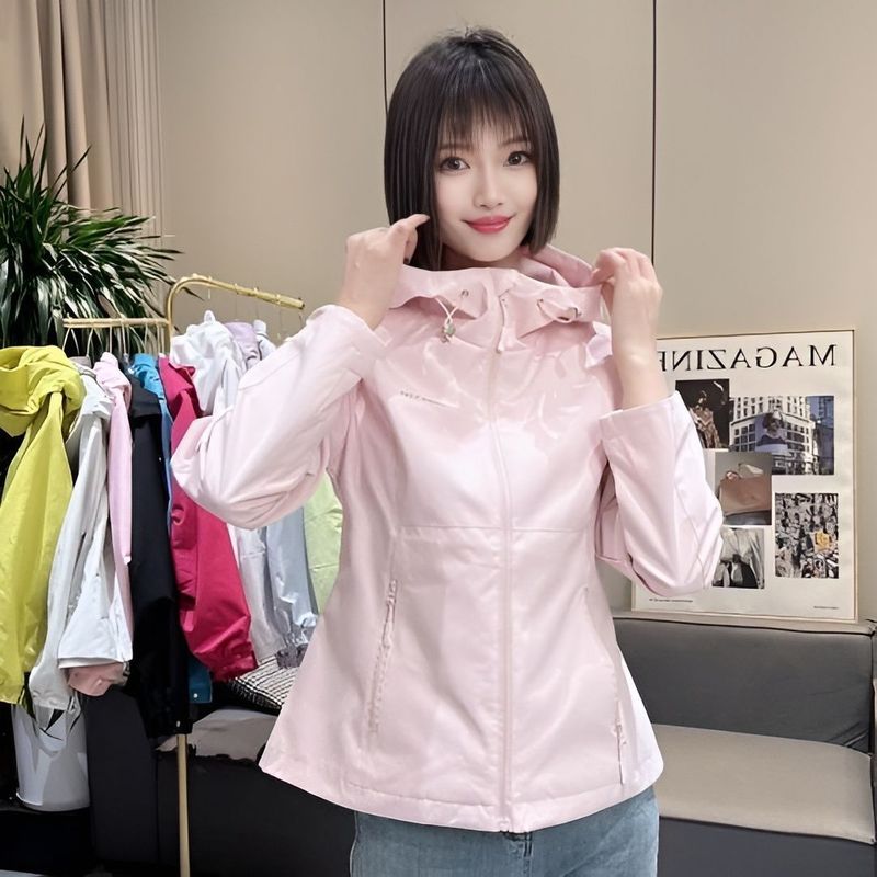 遮肉洋气修身夹克风衣外套女春秋款连帽冲锋衣户外瑜伽棒球服|undefined