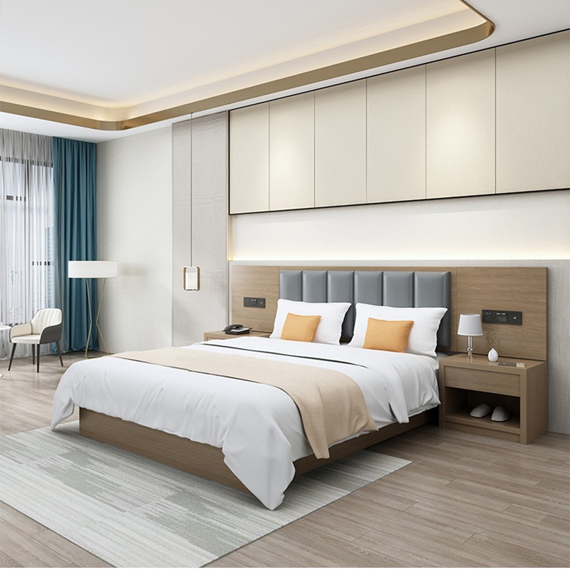 Muebles de hotel habitación estándar conjunto completo de habitaciones de hotel cama estándar de habitación única apartamento habitaciones residenciales modernas y simples cama especial de hotel
