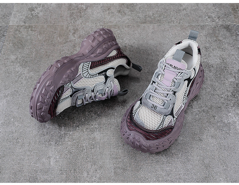 Giày sneaker chunky đế dày lưới thoáng khí xuân hè — Màu sâm panh chi tiết 11