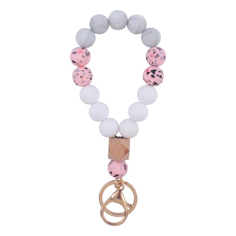 Nueva creativo silicona muñeca llavero colgante DIY leopardo cuentas de silicona llavero Accesorios