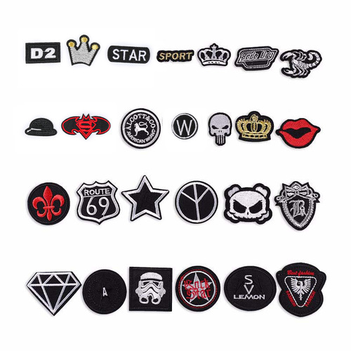 Yixiu computer embroidery seal small black badge embroidery cloth stickers trendy brand clothes decorative patches stickers ironing pictures stickers