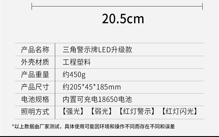 New Tripod Warning Light Car Led Charging Multi-Function Lighting Emergency Survival Warning Sign Triangle Light