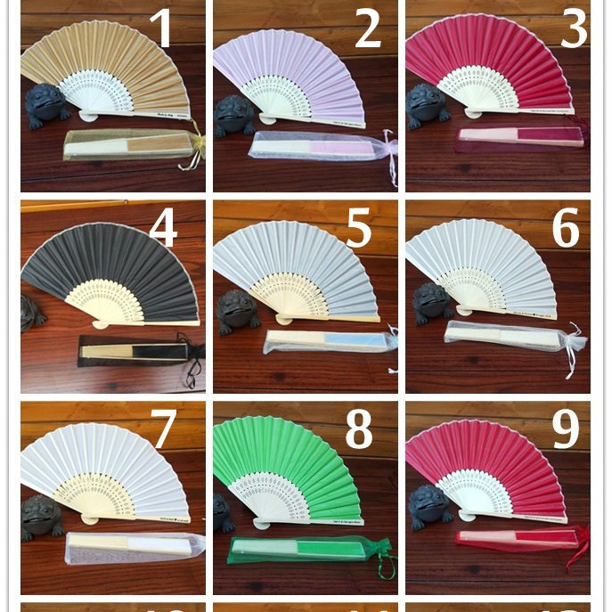 En stock ventilador llano transfronterizo con traje de gasa traje de ventilador plegable traje de baile blanco traje de ventilador de la boda regalo de retorno