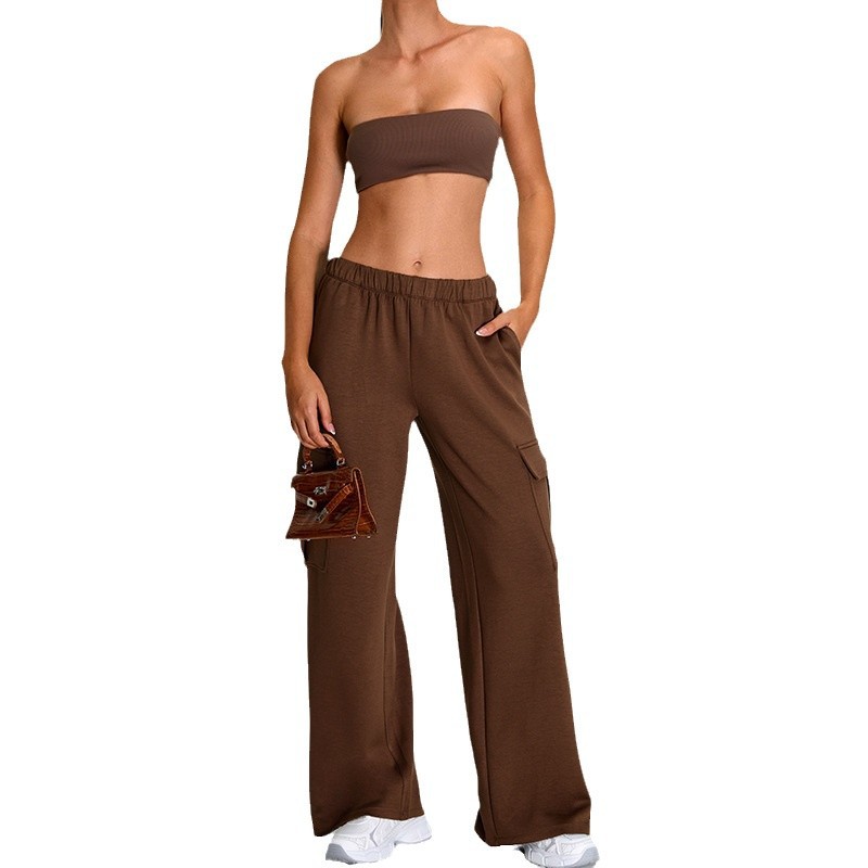 Nuevo desnudo transfronterizo ropa interior deportiva de mujeres con un traje de yoga de pecho con pantalones de trabajo casuales sueltos