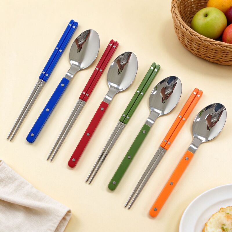 Korean-Style Light Luxury 316 Stainless Steel Chopsticks and Spoon Set, Colorful Ins-Style Dining Spoon and Chopsticks, Portable Household Tableware Two-Piece Set Korean-Style Light Luxury 316 Stainless Steel Chopsticks and Spoon Set, Colorful Ins-Style Dining Spoon and Chopsticks, Portable Household Tableware Two-Piece Set