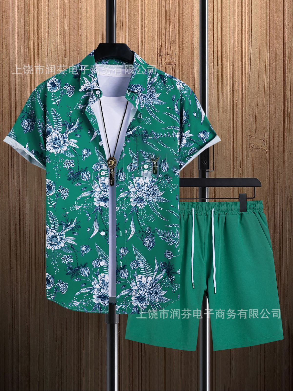 2026 viaje transfronterizo de vacaciones de viento camisa set hombre verano suelto transpirable dos piezas set mar ocio versátil