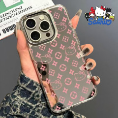 可爱蝴蝶结 KT猫镜面防摔手机壳适用于 iPhone 16 Pro Max/15/14