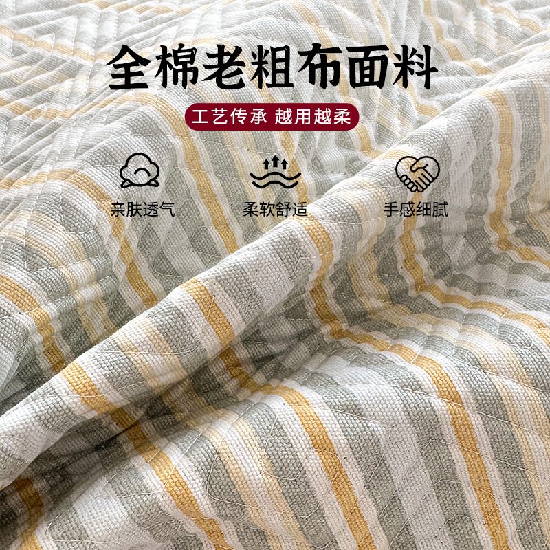 Sábana de tela gruesa vieja de algodón de verano pieza única 100 colchones individuales de algodón, funda de almohada individual, juego de tres piezas, nuevo estilo 2025