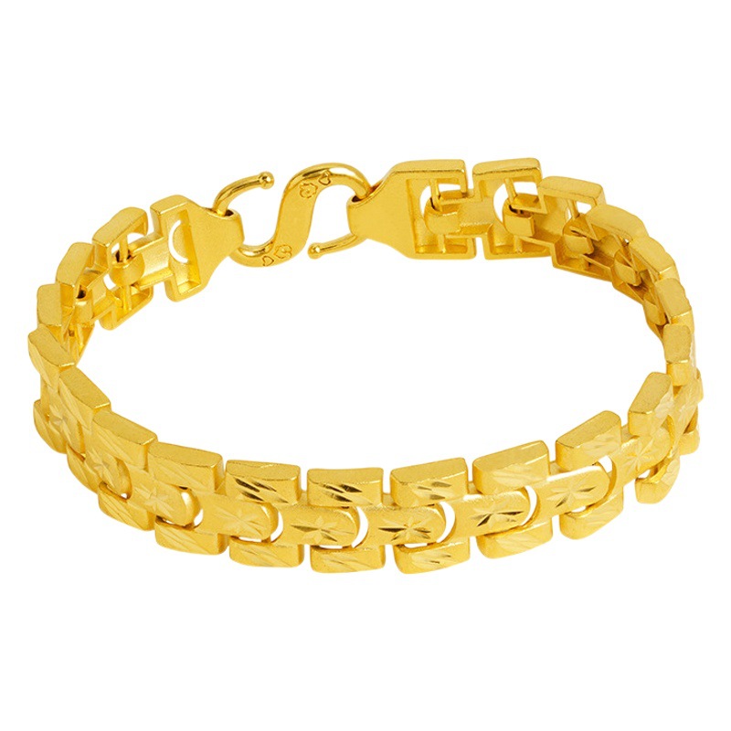Sand Gold hombres y mujeres pulsera de patrón estrellado imitación oro joyería Correa ancha dominante galvanoplastia artesanía pulsera de aleación de cobre