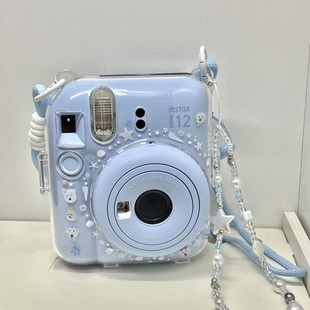 [mini12 transparent shell] instax crystal shell, clapping hard shell camera shell chain tide