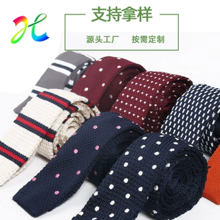嵊州领带厂家韩版时尚针织领带男士窄领带毛线领带定做支持拿样