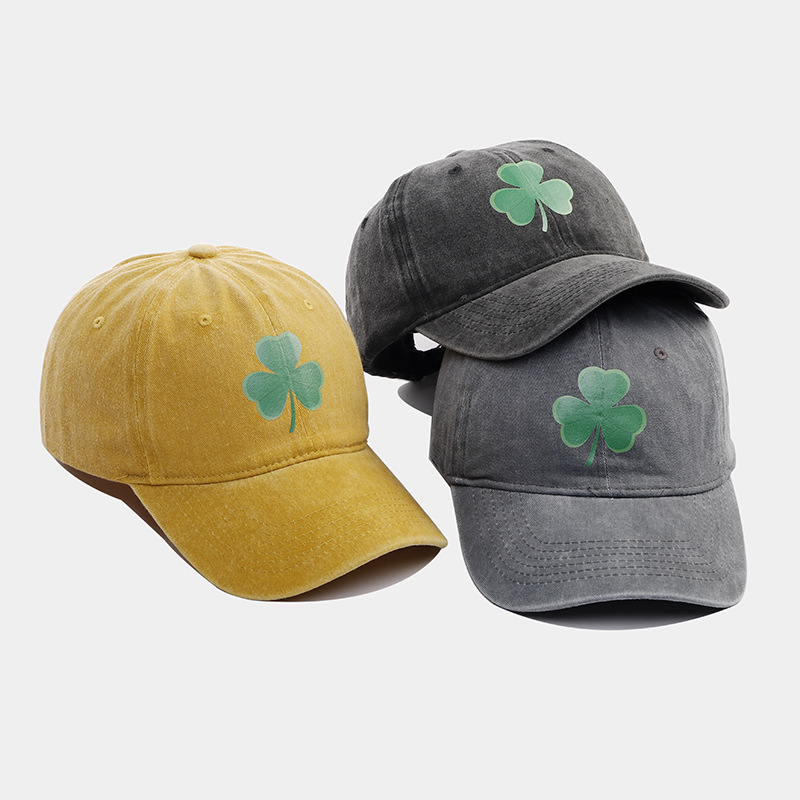 Lavada retro trébol suave superior gorra de béisbol de moda hombres y mujeres moda todo a juego de primavera y verano al aire libre casquillo enarbolado
