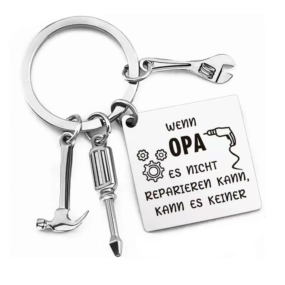 European and American Cross-border Father's Day Gift Dad Tool Hammer Screwdriver Wrench Metal Keychain Pendant Gift