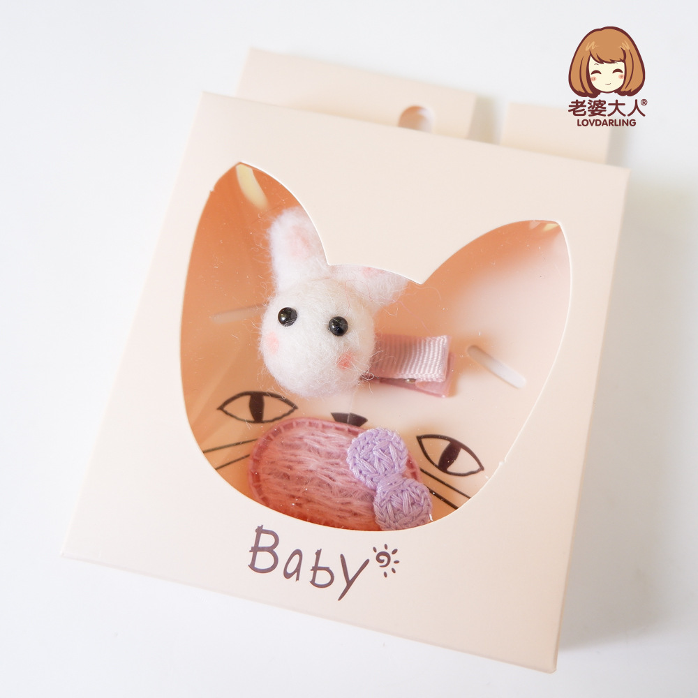 manual Wool ball Material Science Hairdressing Rabbit bow honeybee Daisy modelling Card issuance girl fairy Hairpin