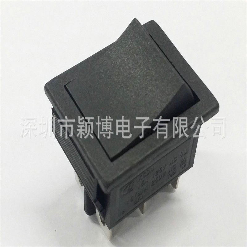 黑色船型开关6脚3档三档六脚 KCD4 16A 250V 电源翘板 船型开关
