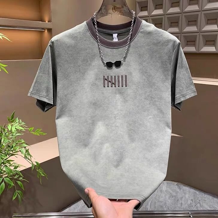 2026 Summer New Trendy Men's Fashion Breathable Tie-Dye Trendy Brand Short-Sleeve Men's Popular High-End American-Style T-Shirt