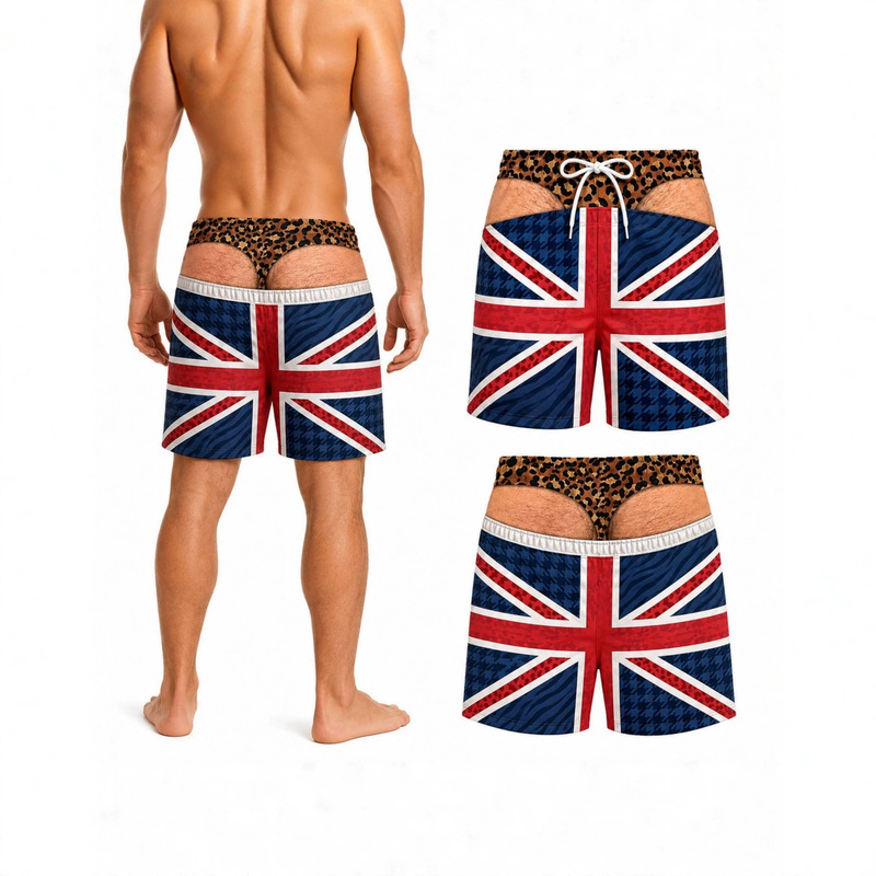 2026 Summer New Style Unique and Fun Men's 3D Patriotic Print Loose Beach Shorts for Vacation and Casual Wear Cross-Border