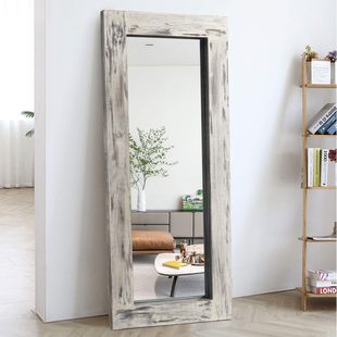 Solid Wood Frame Dressing Mirror, Retro Chinese Style Full-Length Mirror, Floor-Standing Mirror, Large Fitting Mirror, Bedroom Dormitory B&B Style