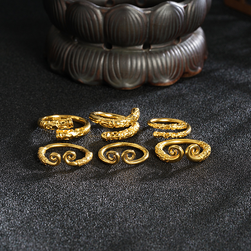 Vintage tide vietnamita arena oro brazalete de oro barra de arnés en relieve suave estricto anillo abierto accesorios al por mayor