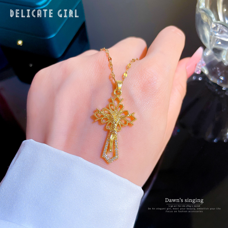 Collana a catena con micro diamanti per donna stile elegante_voghion.com