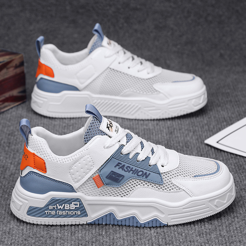 Zapatos para Hombre, Primavera 2026, Nuevas Zapatillas Deportivas Transpirables de Malla, Versátiles, Casuales, con Suela Suave, que Aumentan la Estatura, Modernas, Blancas
