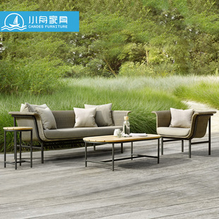 Nordic Outdoor Courtyard Sofa B&B Simple Rattan Chair Small Coffee Table Living Room Balcony Villa Terrace Scenic Area Furniture