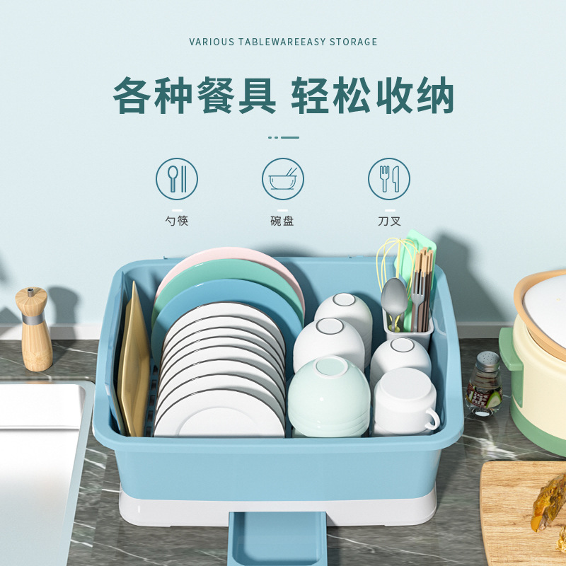 Kitchen Dishware Storage Rack Dish Drainer Bowl Rack Mounted Dishware Storage Box Bowl Cutlery Box Cupboard With Lid