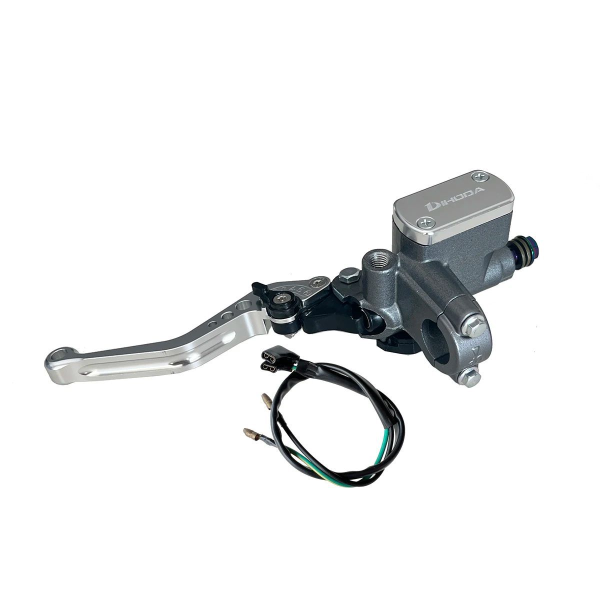 Universal modified hydraulic brake master cylinder for motorcycles and electric bikes with six-speed adjustable handle and power-off switch