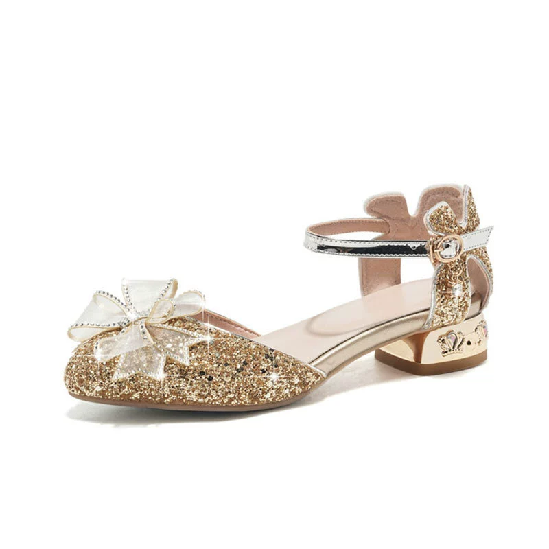 Танцевальные туфли для девочек, туфли-принцессы, босоножки с открытым носком на низком каблуке, женская обувь больших размеров, экспорт малых размеров 3063