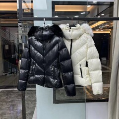高版本高品质现货M家新款女款狐狸毛毛领收腰羽绒服外套加厚保暖