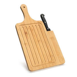 家用竹质面包切片板 亚马逊竹制带手柄便携砧板早餐盘 BSCI认证