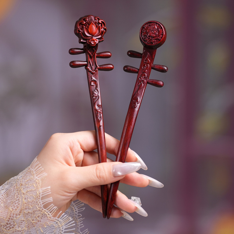 原创高级感古风乐器发簪新中式二胡簪子女批发古琴发饰民族风头饰|undefined