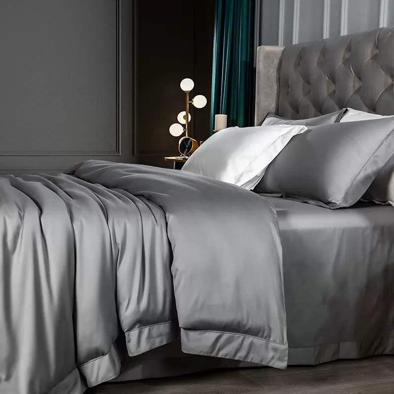 100支贡缎四件套全棉纯棉4件套纯色被套床单床上用品四季长绒棉