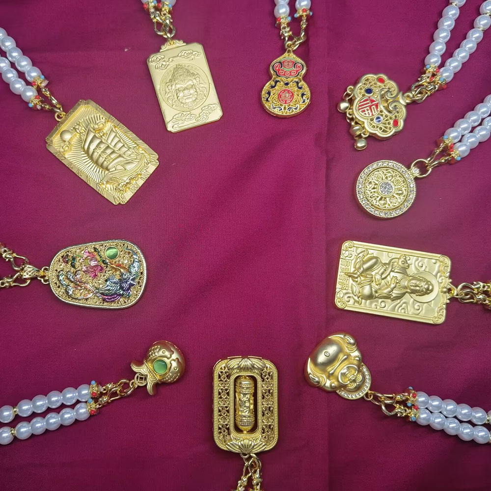 仿越南沙金吊坠金龙牌配件金色佛观音时来运转高级感国风镀金吊坠