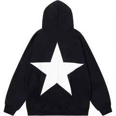 暗黒風ヒップホップゴシック原宿y 2k五角星プリントパーカー