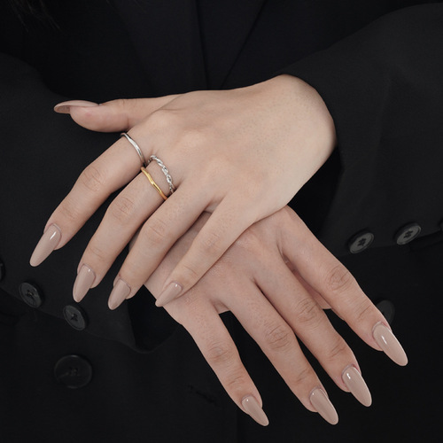 J1009 Minimalist Instagram Trendy Niche Pure Silver Irregular Line Ring for Women S925 Water Wave Ring Open