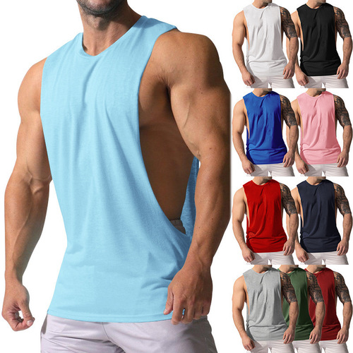  Amazon Men's Sleeveless Backless Outerwear Loose Sports Casual Trendy Solid Color Men's Cardigan Summer