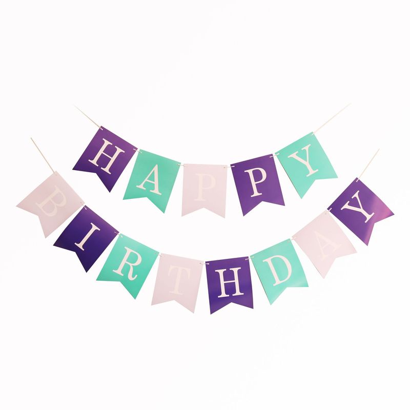 箔押し魚尾誕生日おめでとう旗happy birthdayパーティー装飾誕生日おめでとうバナー花|undefined