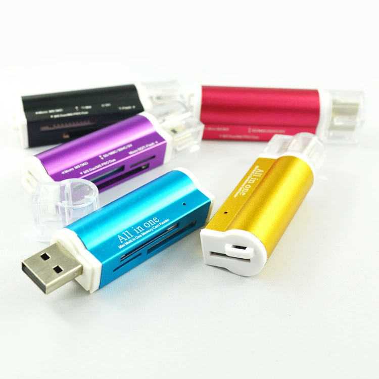Siheyi USB2.0 card reader TF/MS/SD/M2 four-slot aluminum alloy lighter type memory card