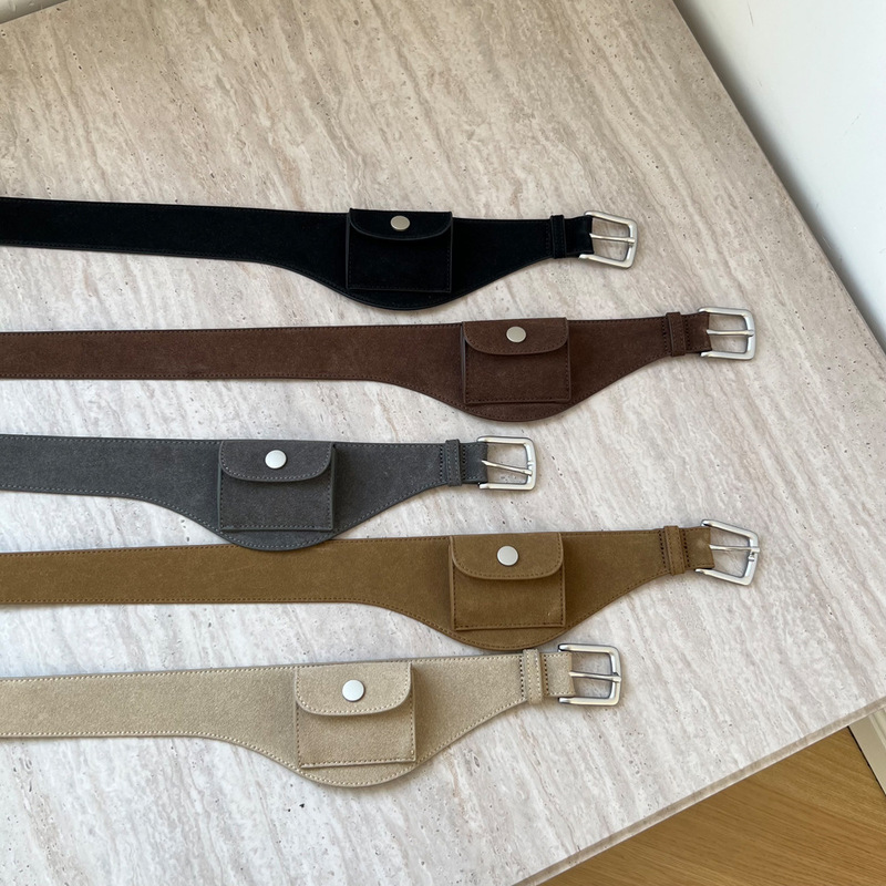 New Korean frosted leather vintage waist bag, stylish and versatile, with belt decoration, fashionable suede belt accessory New Korean frosted leather vintage waist bag, stylish and versatile, with belt decoration, fashionable suede belt accessory