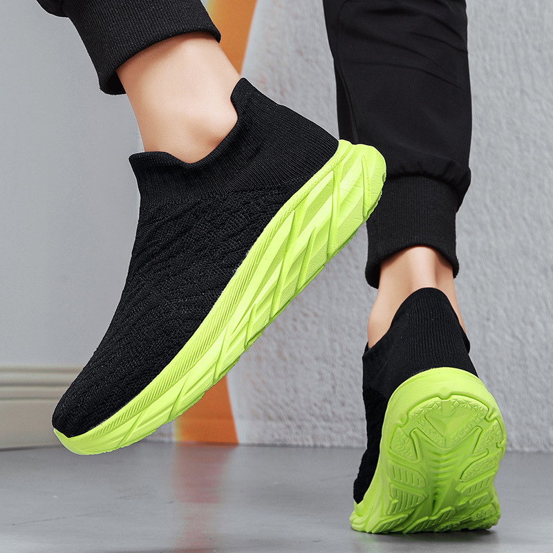 Jinjiang 슬립온 두꺼운 밑창 양말 신발, 사계절 통기성과 편안함, 대형 남성 신발, 가벼운 남성 캐주얼 운동화