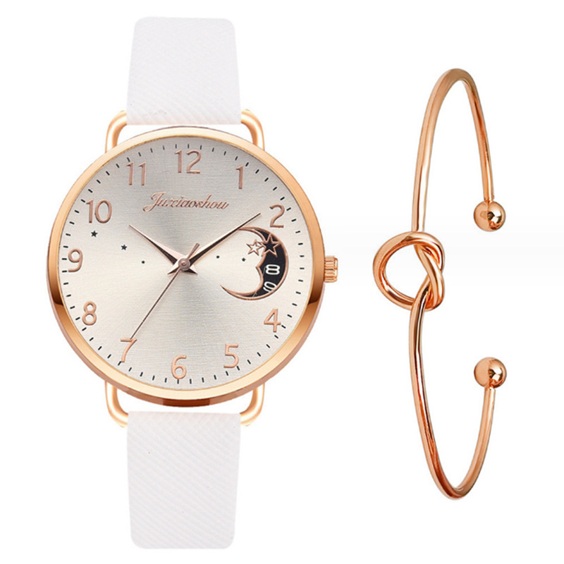 hot products Star Moon pattern Women's Watch simple belt student bracelet suit watch_voghion.com