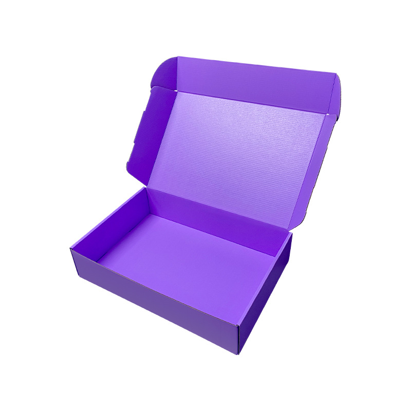 Caja de embalaje expreso de productos de cuidado de la piel de color púrpura de uva caja de avión caja de embalaje extra dura engrosada logotipo de pequeño lote personalizado