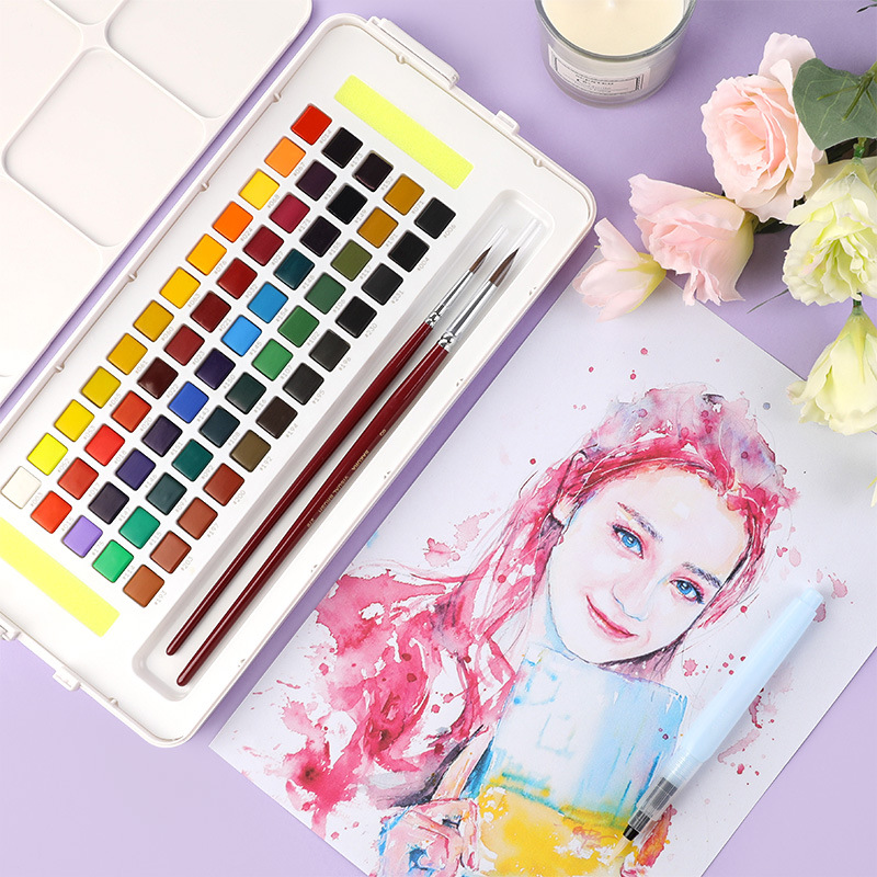 Japanese Sakura Solid Watercolor Paints 24 Colors 36 Colors 48 Colors Art Supplies Terence Solid Watercolors for Beginners